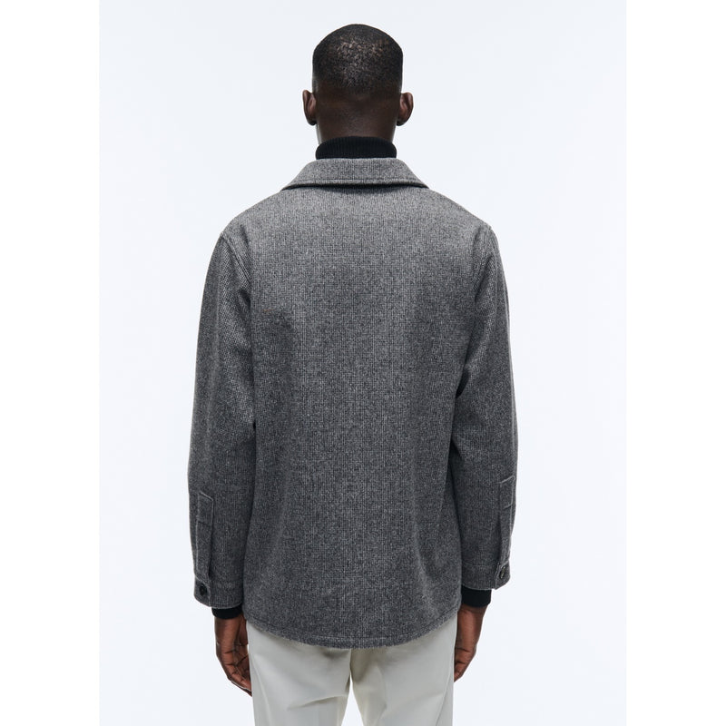 Fursac - Veste En Drap De Laine Gris À Micro Dessin