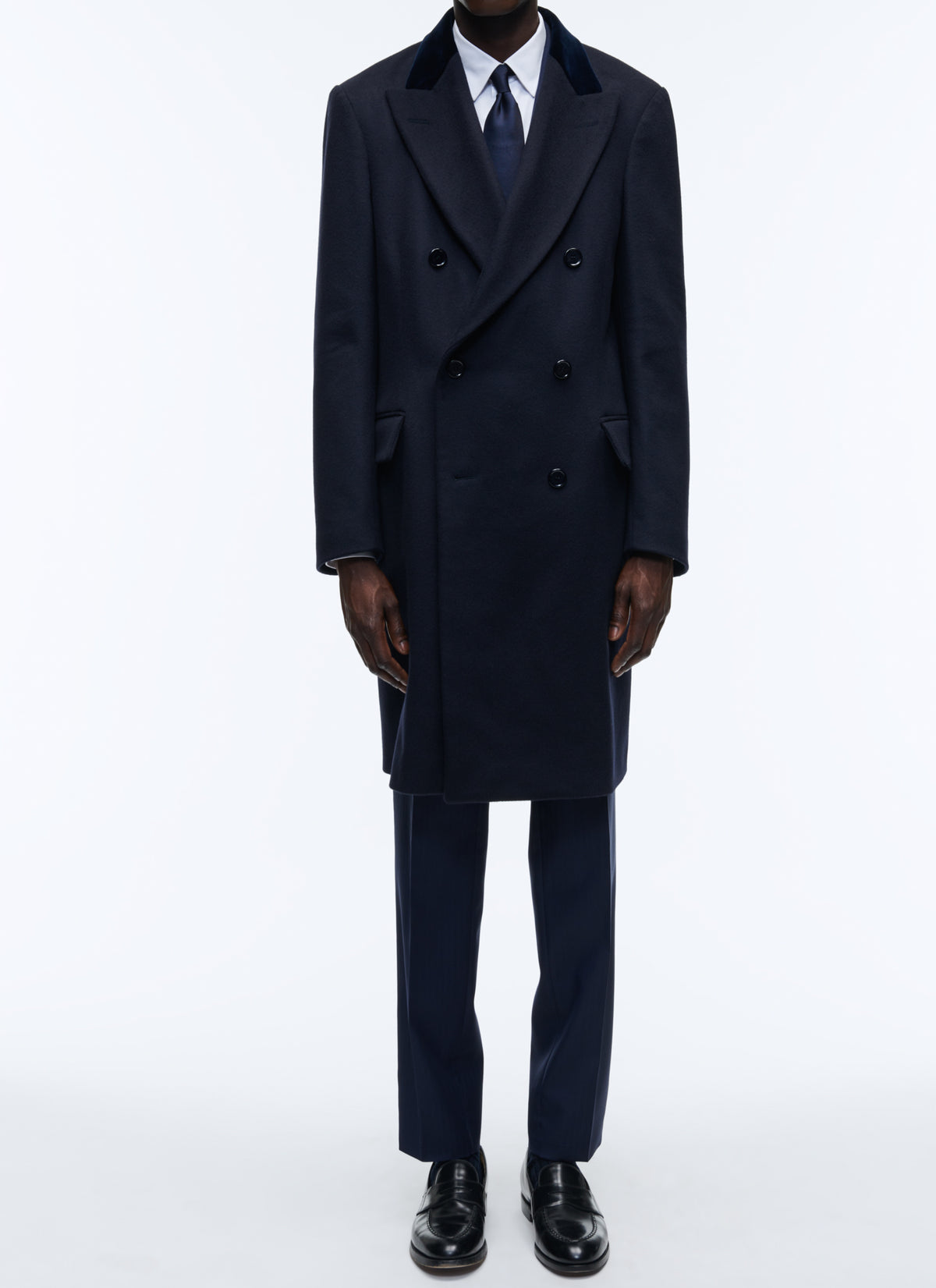 Manteau Croisé En Laine - Marine