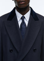 Manteau Croisé En Laine - Marine