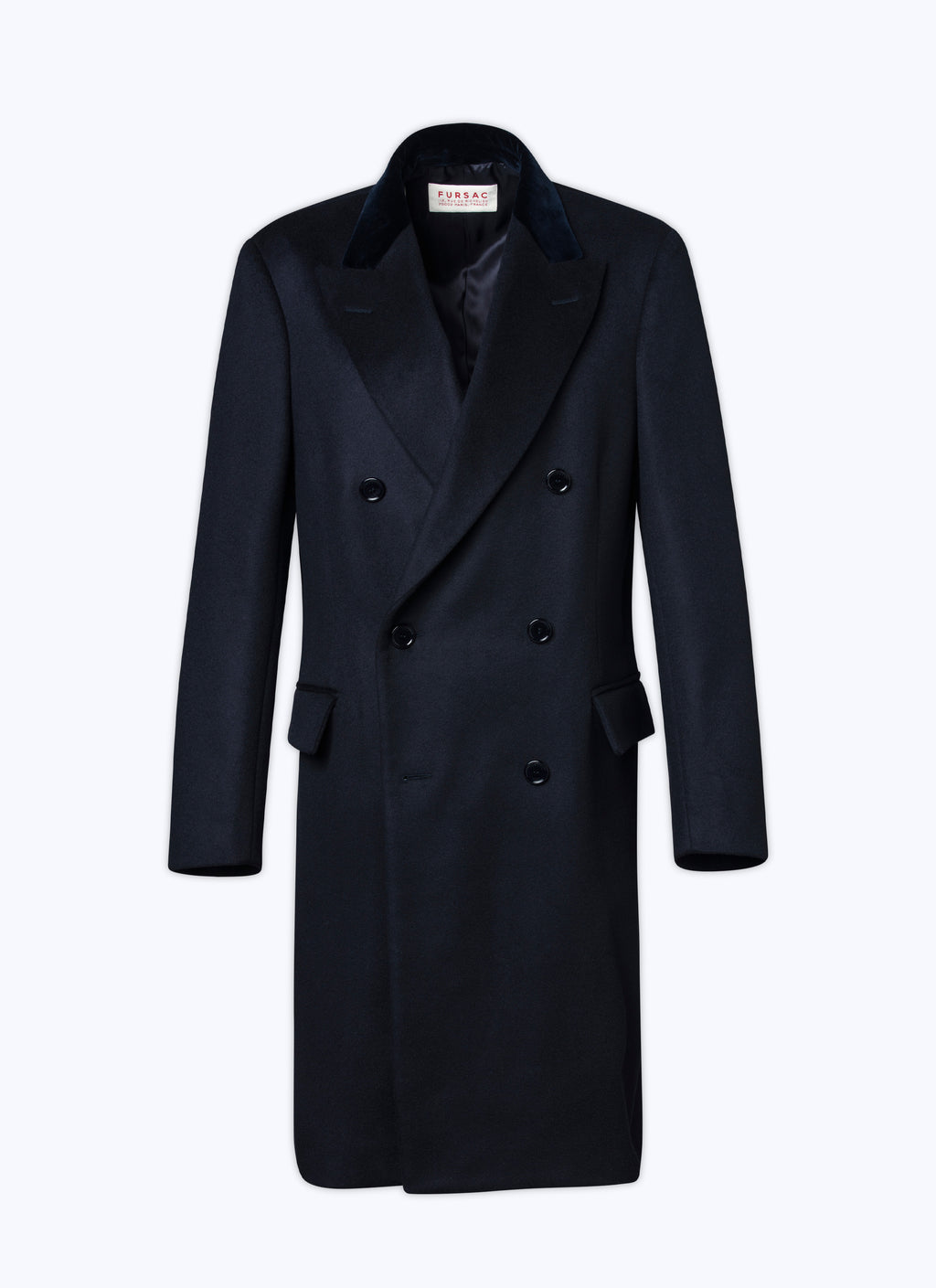 Manteau Croisé En Laine - Marine
