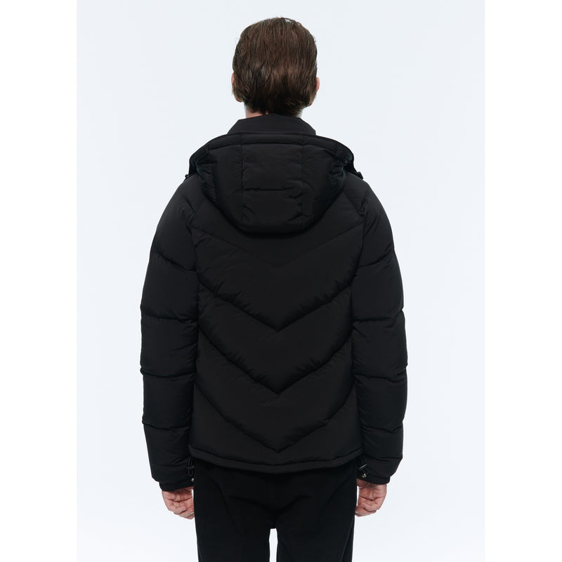 Fursac - Black Water Repellent Canvas Down Jacket - Black