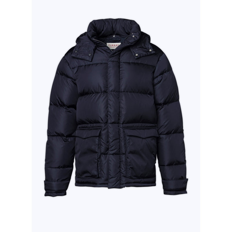 Fursac - Blue Water Repellent Canvas Down Jacket - Navy Blue