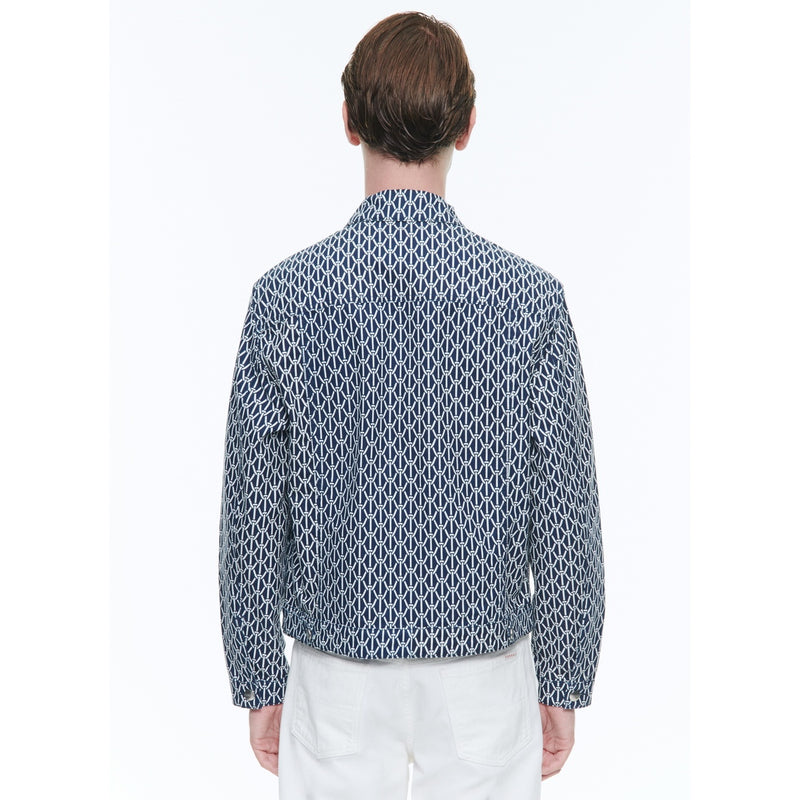 Blouson En Coton À Imprimé Cordes - Bleu Denim