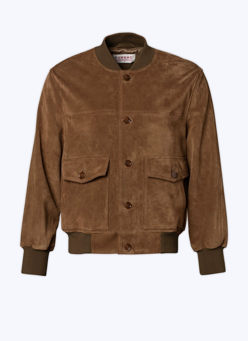Fursac - Blouson En Daim Caramel - Chocolat - Homme