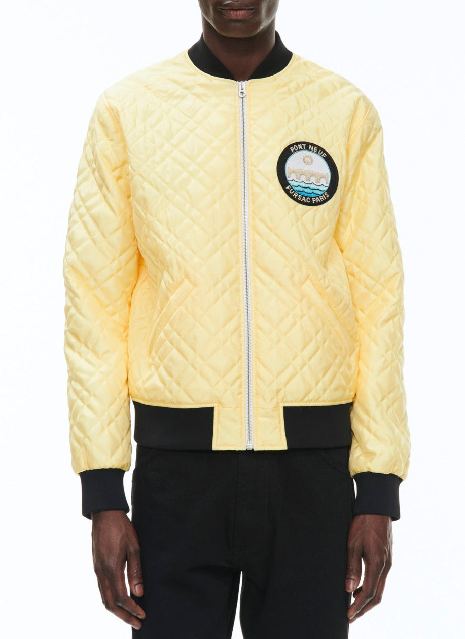 Fursac - Blouson Matelassé Satiné - Jaune Pâle - Homme