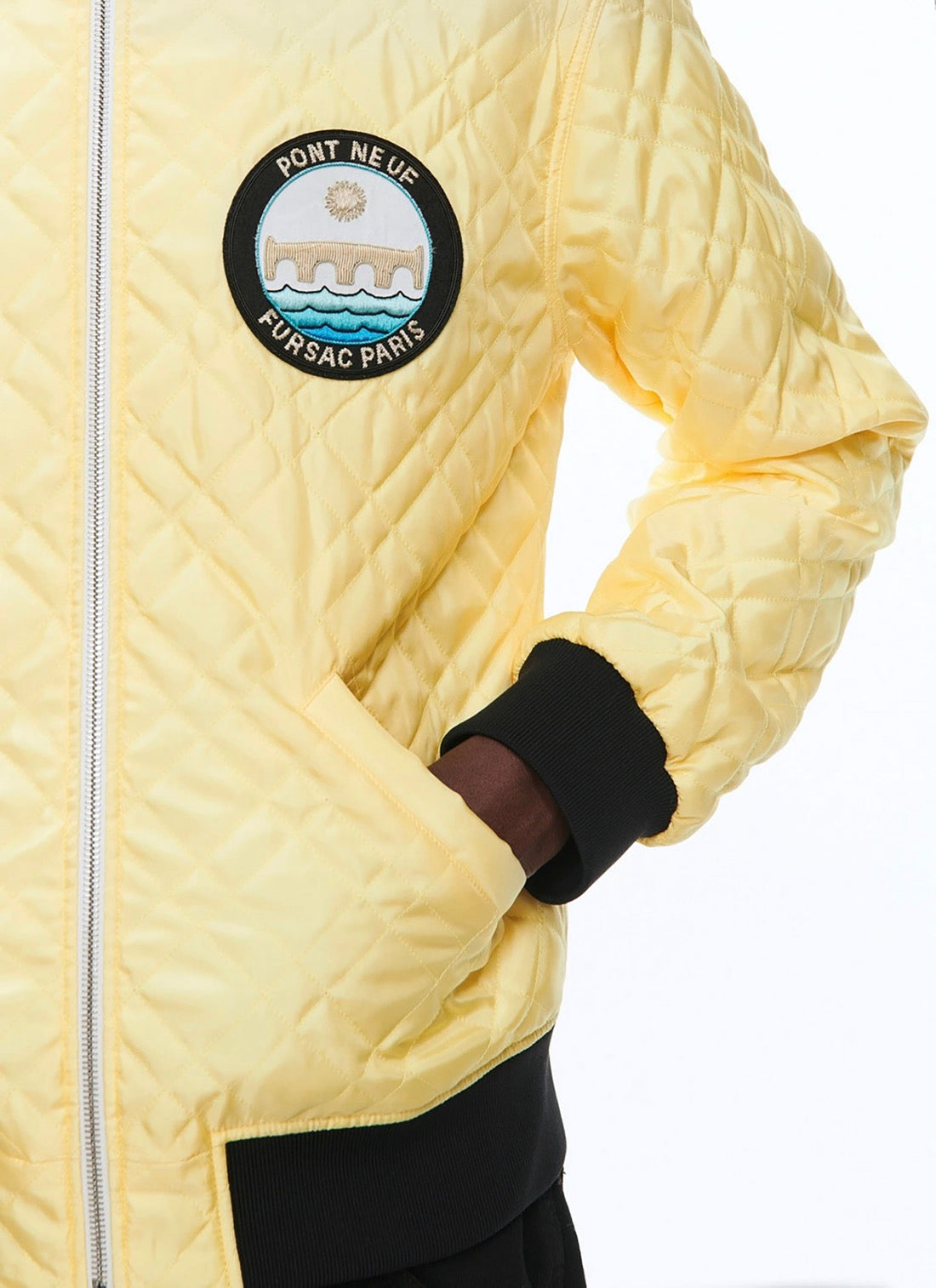 Fursac - Blouson Matelassé Satiné - Jaune Pâle - Homme