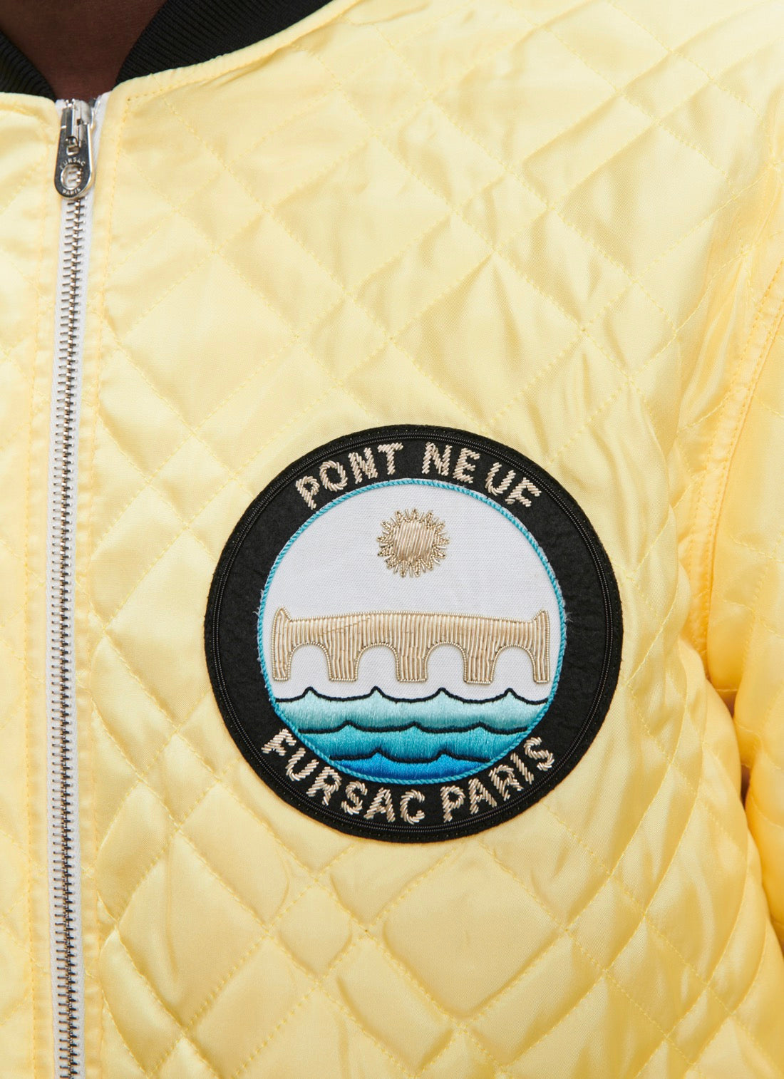 Fursac - Blouson Matelassé Satiné - Jaune Pâle - Homme