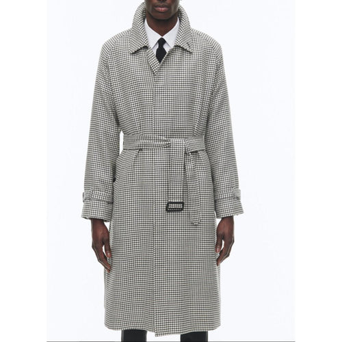 Manteau Long À Ceinture En Laine - Noir Et Blanc