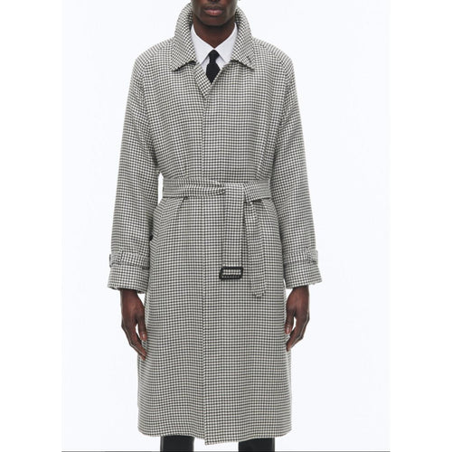 Fursac - Manteau Long À Ceinture En Laine - Noir Et Blanc
