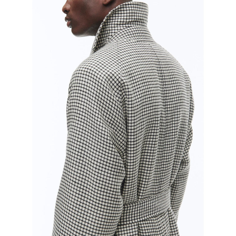 Fursac - Manteau Long À Ceinture En Laine - Noir Et Blanc