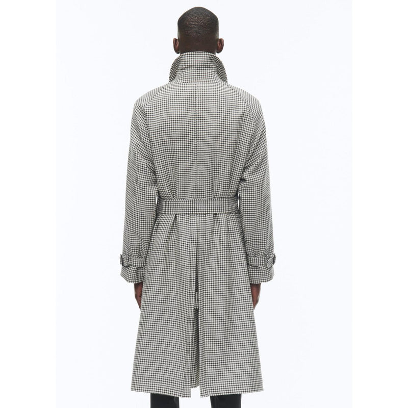 Fursac - Manteau Long À Ceinture En Laine - Noir Et Blanc