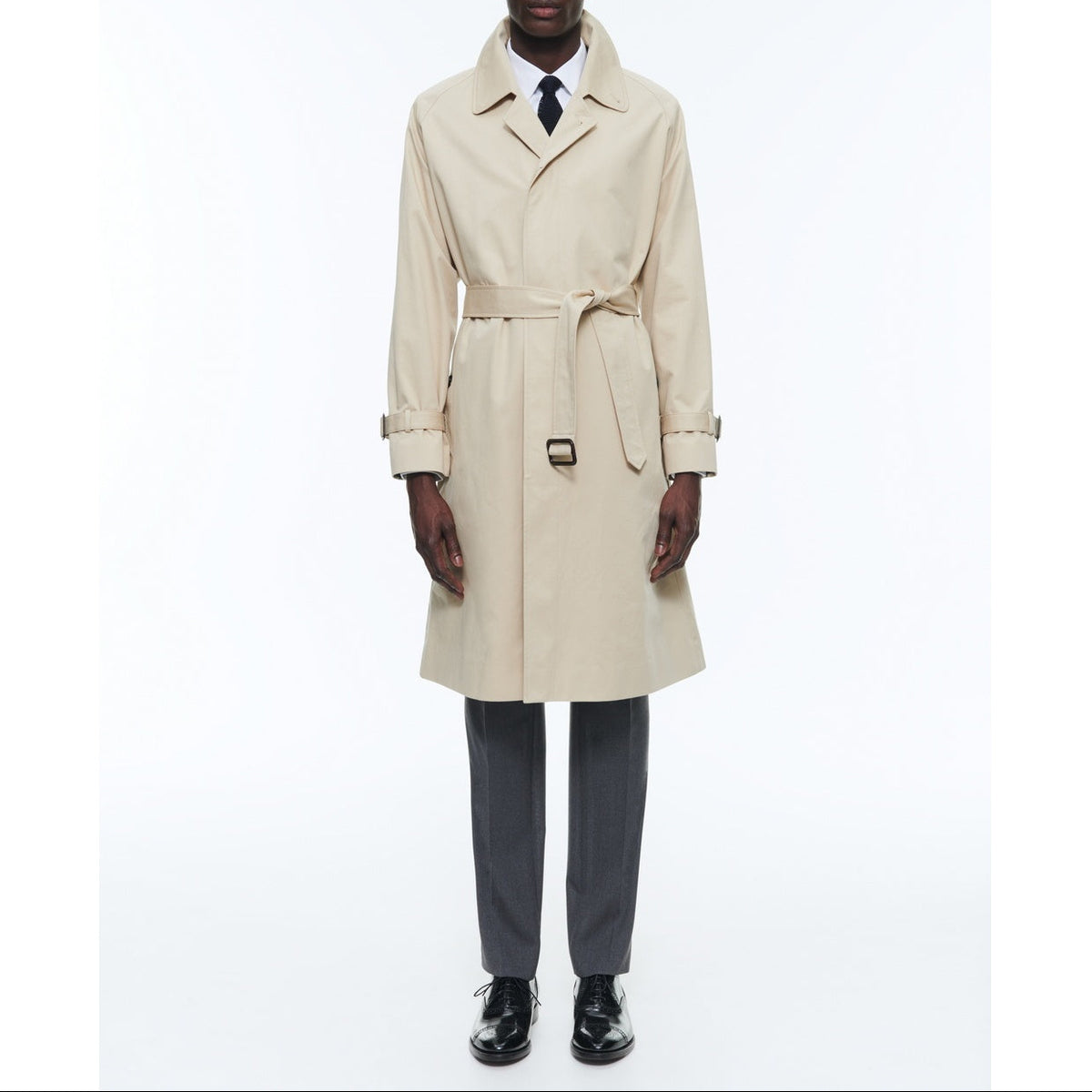 Manteau Long À Ceinture En Coton - Beige