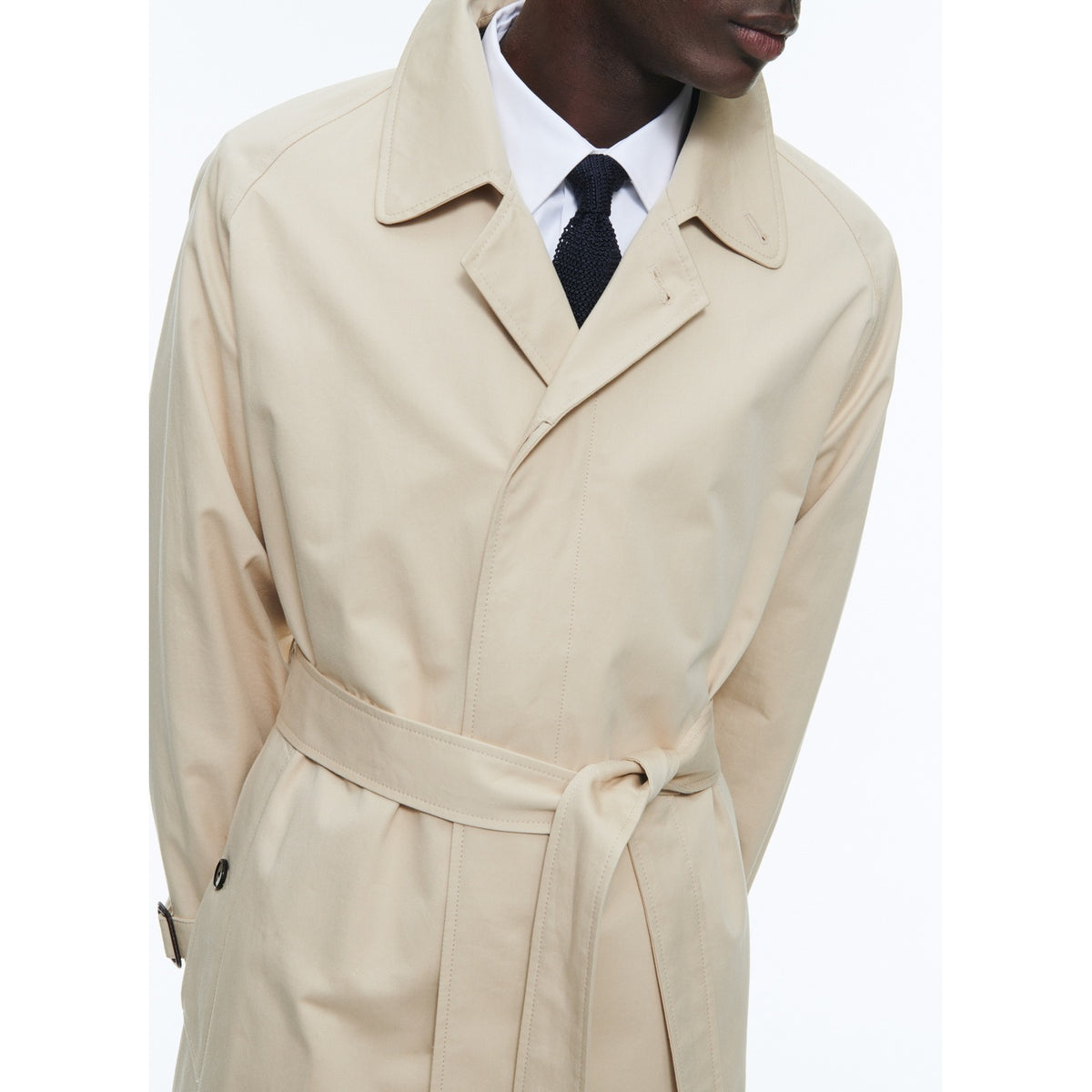 Manteau Long À Ceinture En Coton - Beige