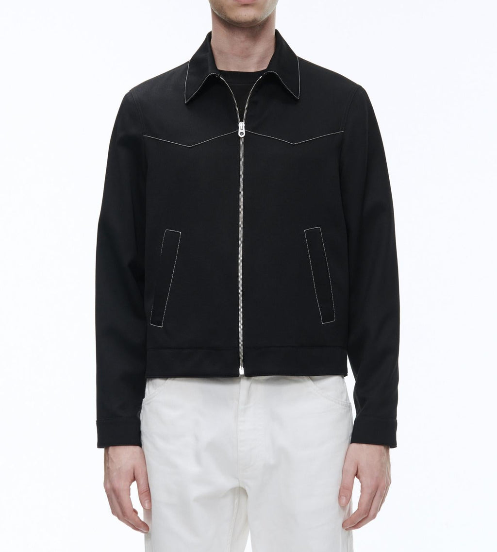 Fursac - Blouson Western En Serge De Laine - Noir - Homme