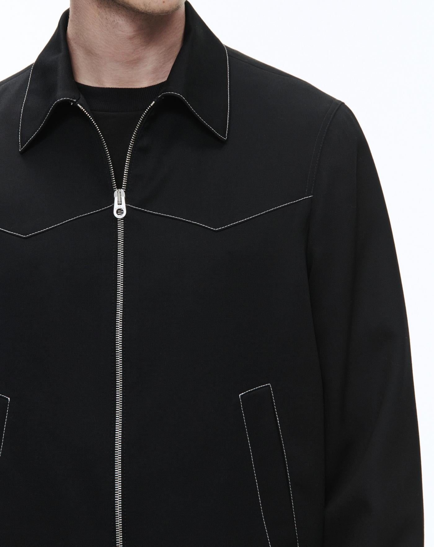 Fursac - Blouson Western En Serge De Laine - Noir - Homme