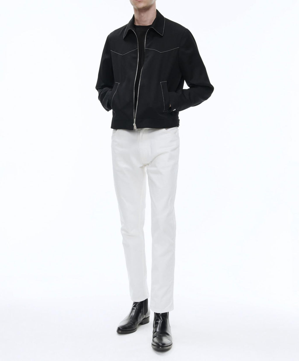 Fursac - Blouson Western En Serge De Laine - Noir - Homme