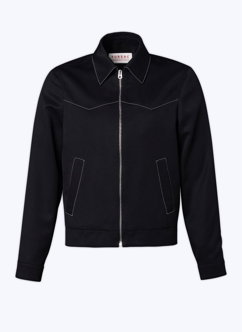 Fursac - Blouson Western En Serge De Laine - Noir - Homme