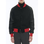 Fursac - Blouson En Laine Et Cuir D'Agneau - Noir