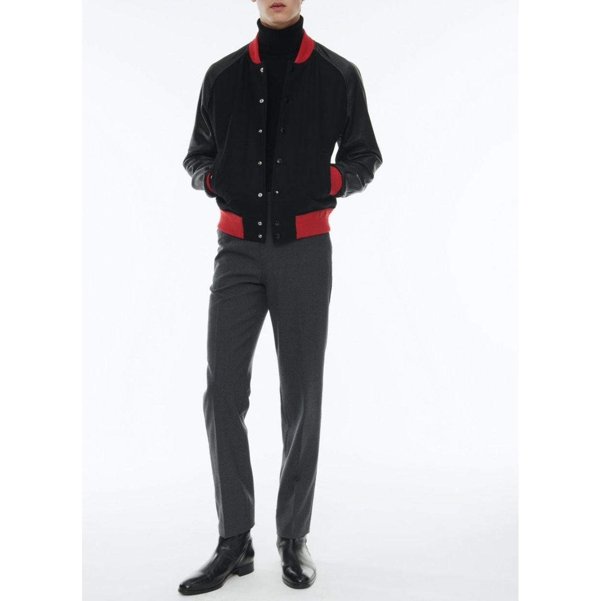 Fursac - Blouson En Laine Et Cuir D'Agneau - Noir