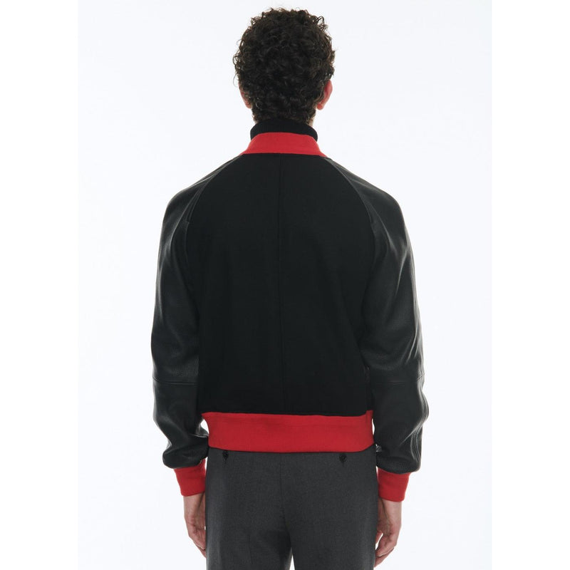 Blouson En Laine Et Cuir D'Agneau - Noir