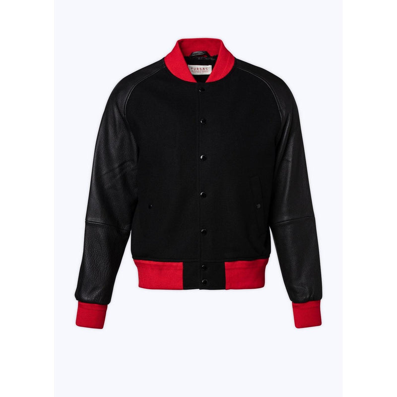 Blouson En Laine Et Cuir D'Agneau - Noir