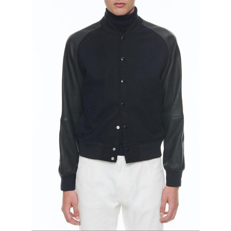 Wool And Lambskin Jacket - Navy