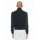 Blouson En Laine Et Cuir D'Agneau - Marine