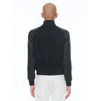 Fursac - Blouson En Laine Et Cuir D'Agneau - Marine