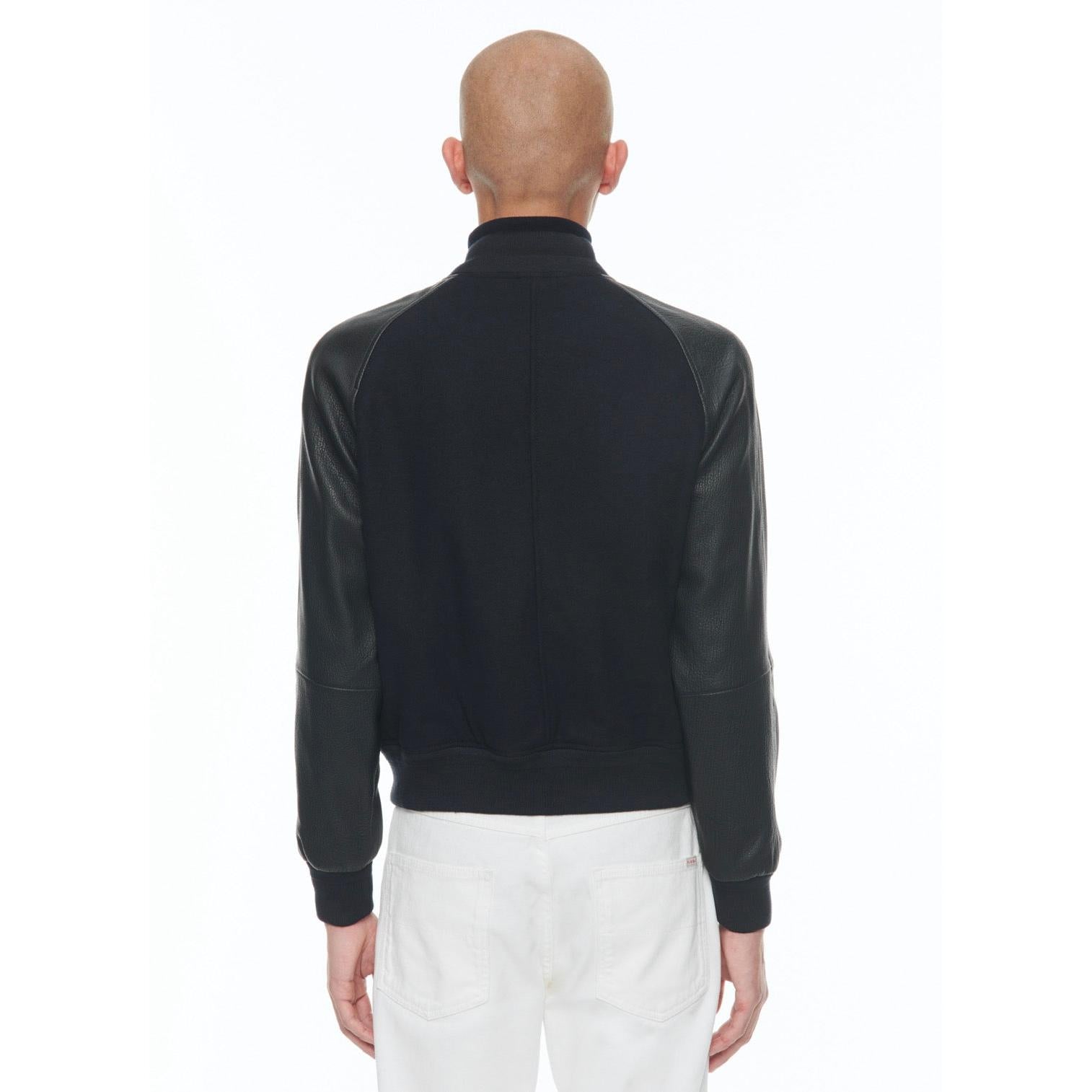 Fursac - Blouson En Laine Et Cuir D'Agneau - Marine