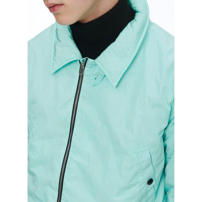 Blouson En Toile Technique Froissée - Turquoise