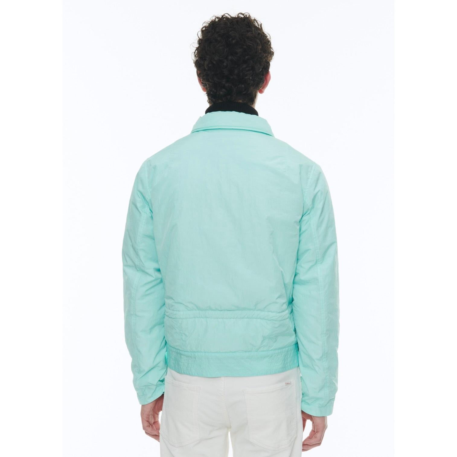 Fursac - Blouson En Toile Technique Froissée - Turquoise