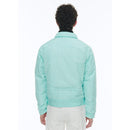 Chaqueta de lona técnica arrugada - Turquesa