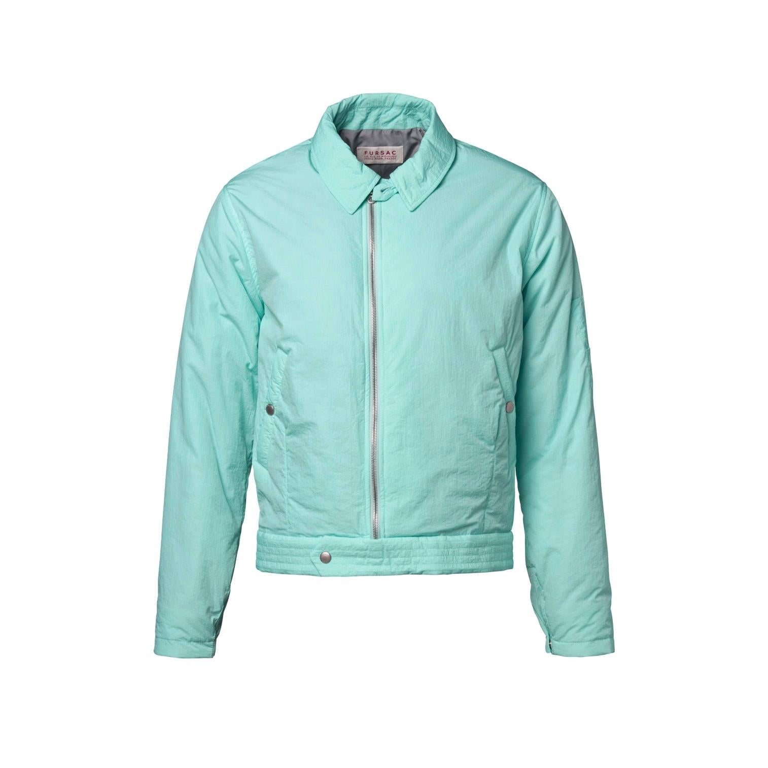 Fursac - Blouson En Toile Technique Froissée - Turquoise
