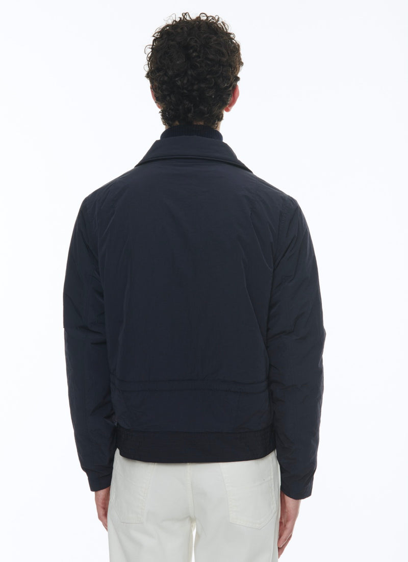 Blouson En Toile Technique Froissée - Bleu Nuit - Homme