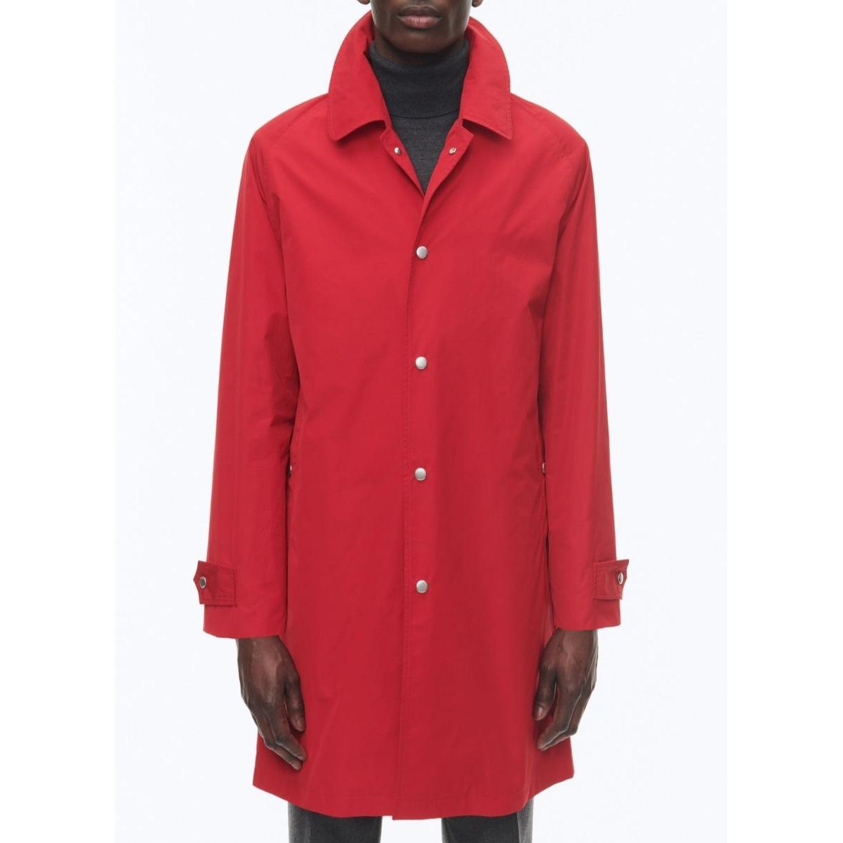 Abrigo con cuello camisero de algodón - Rojo