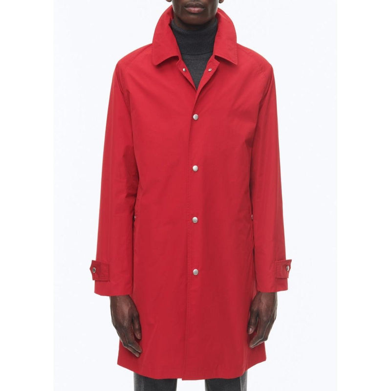 Cotton Shirt Collar Coat - Red