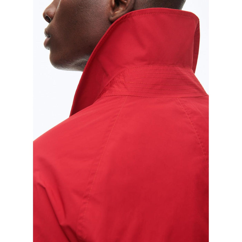 Cotton Shirt Collar Coat - Red