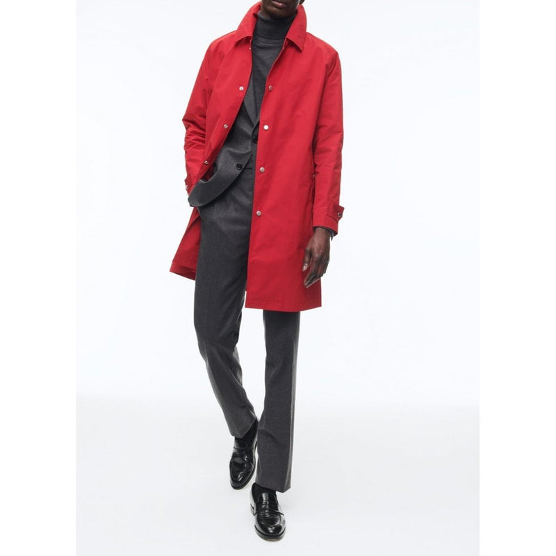 Cotton Shirt Collar Coat - Red