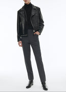 Blouson à Clous En Cuir De Vachette - Noir - Homme