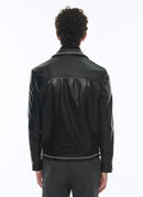 Blouson à Clous En Cuir De Vachette - Noir - Homme