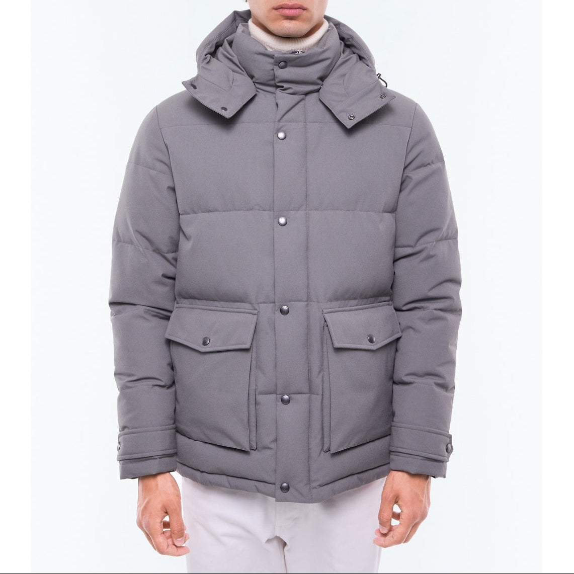 Doudoune À Capuche En Toile Déperlante - Gris Anthracite