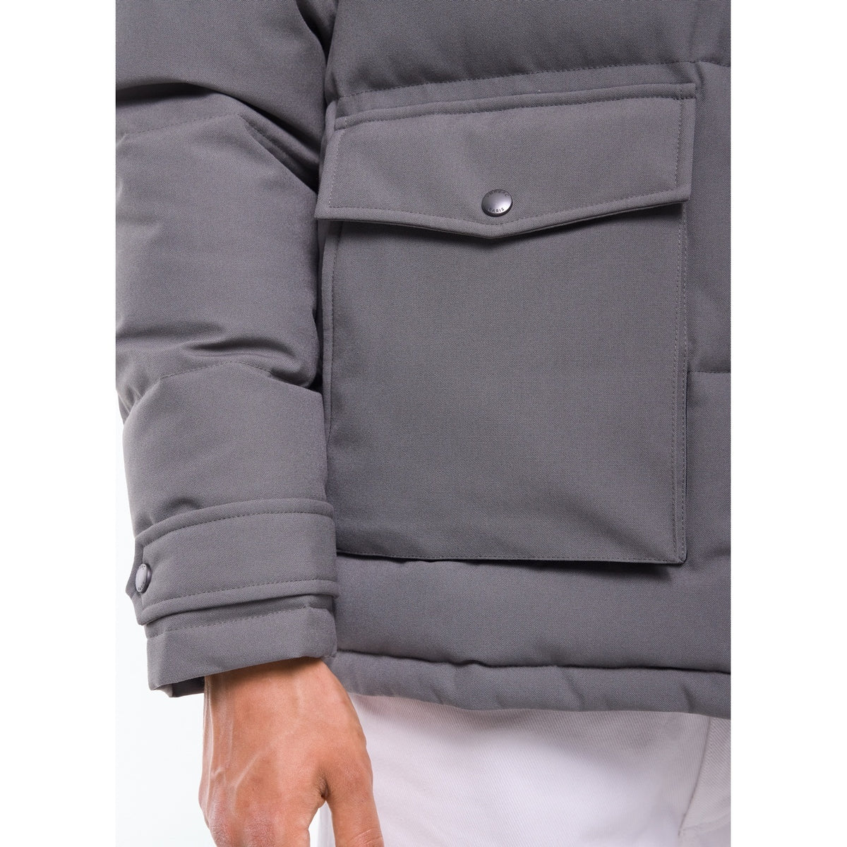 Doudoune À Capuche En Toile Déperlante - Gris Anthracite