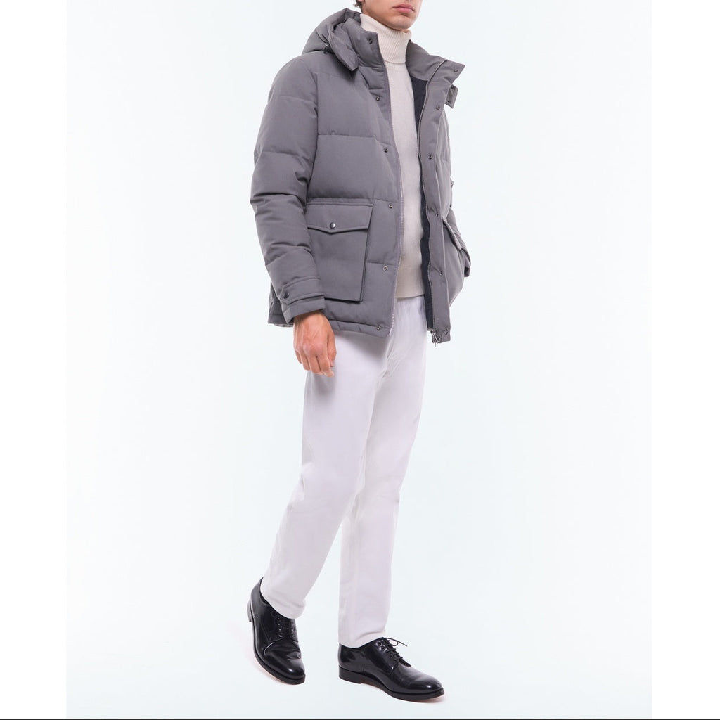 Doudoune À Capuche En Toile Déperlante - Gris Anthracite