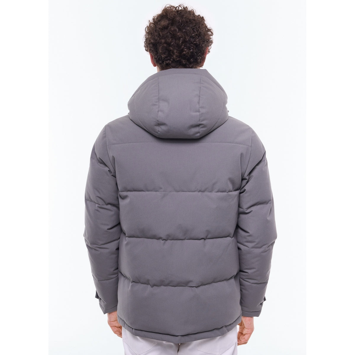 Doudoune À Capuche En Toile Déperlante - Gris Anthracite
