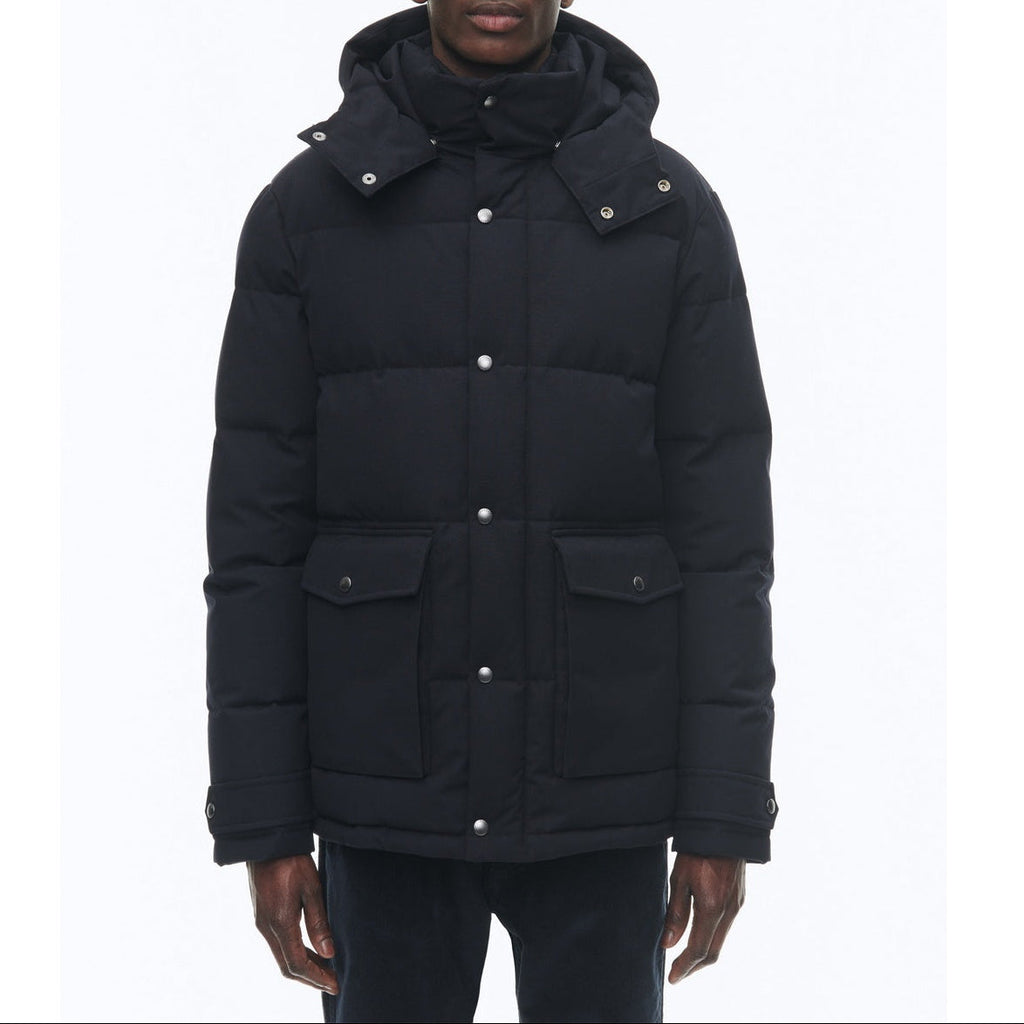 Anorak con capucha en lona repelente al agua - Azul