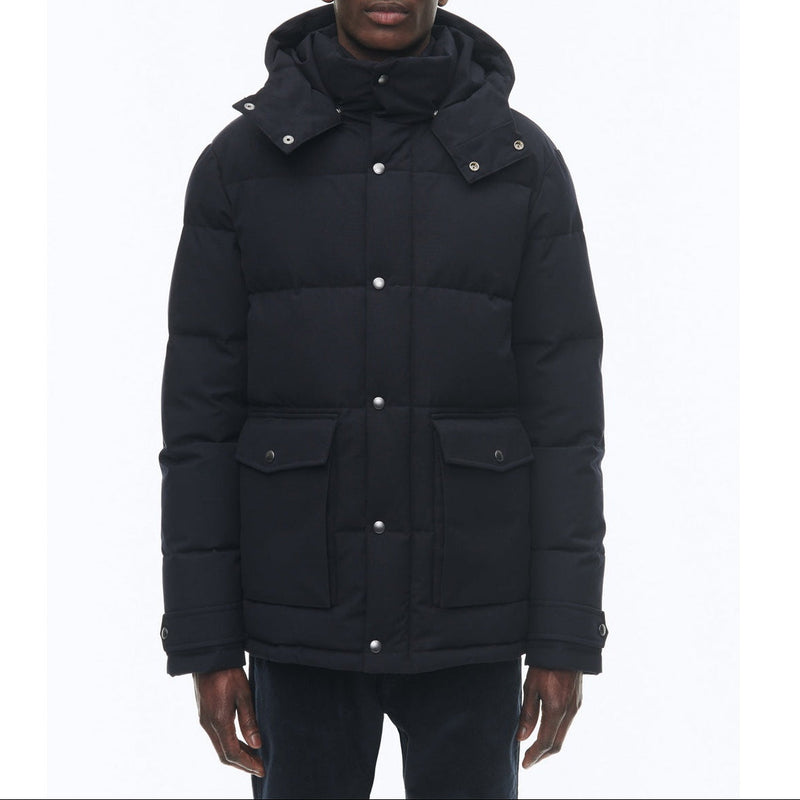 Anorak con capucha en lona repelente al agua - Azul