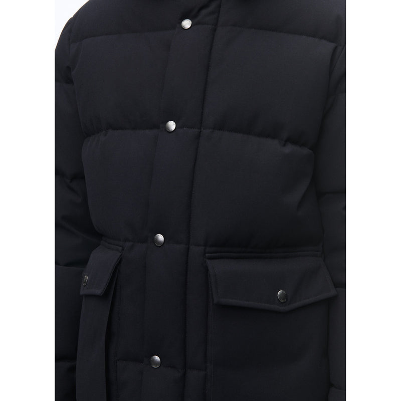 Doudoune À Capuche En Toile Déperlante - Bleu