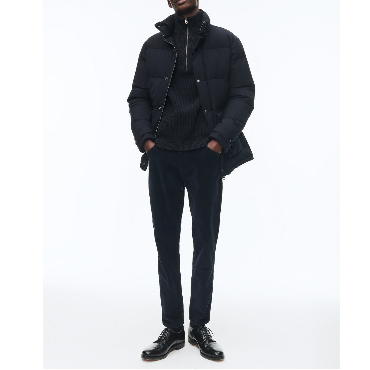 Anorak con capucha en lona repelente al agua - Azul