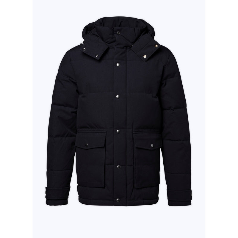 Doudoune À Capuche En Toile Déperlante - Bleu