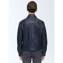 Blouson Cuir Zippé Agneau - Marine